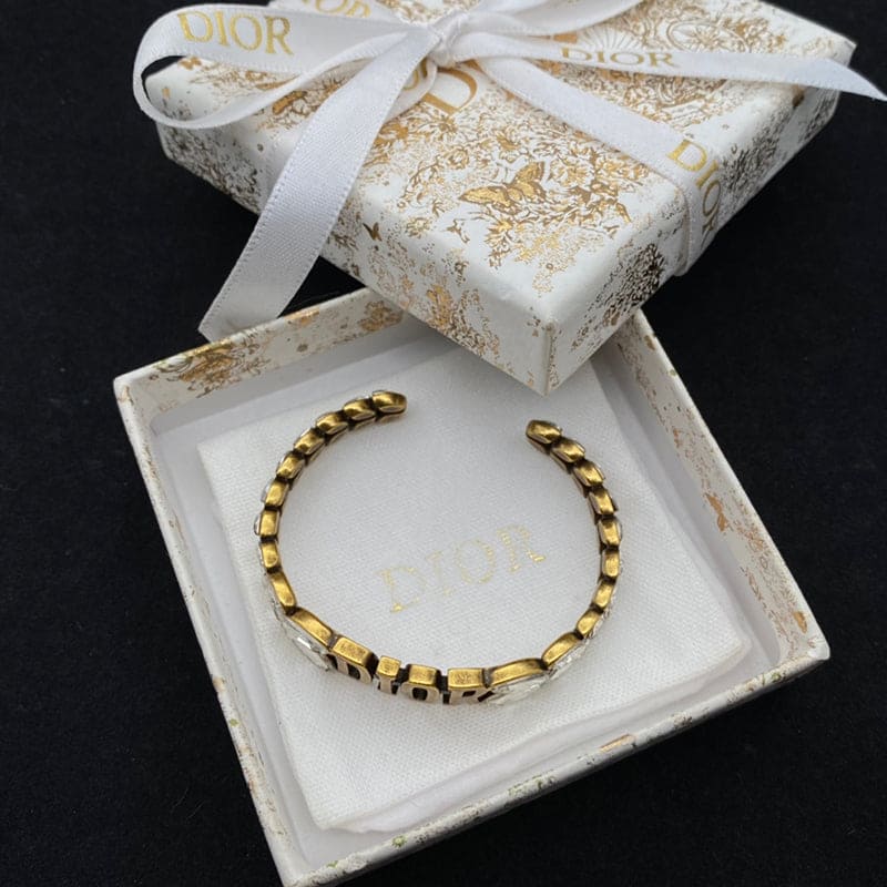 18K Dior Vintage Crystal Cuff Bracelet