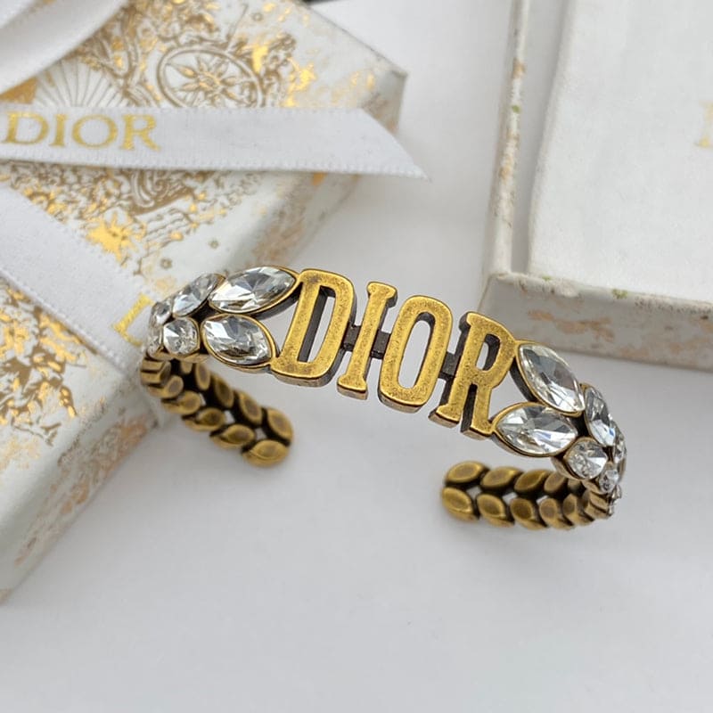 18K Dior Vintage Crystal Cuff Bracelet
