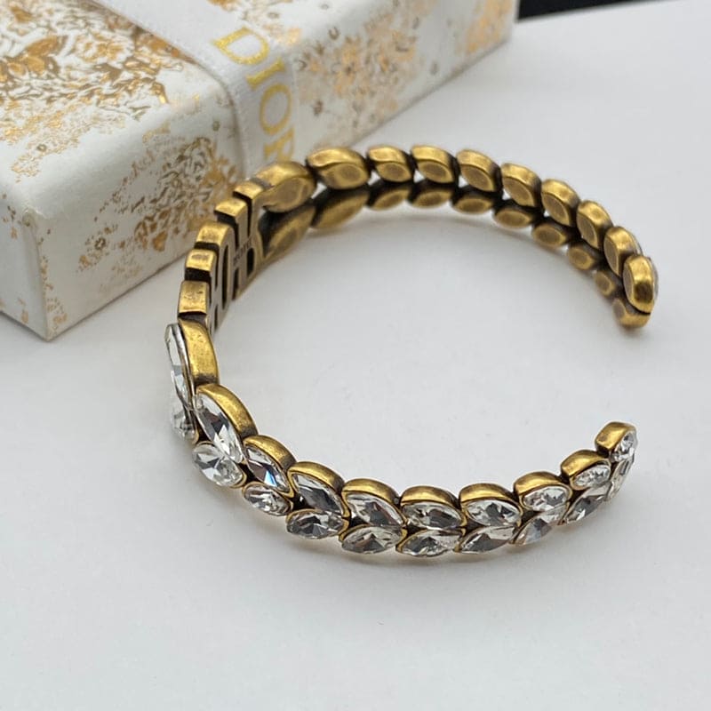 18K Dior Vintage Crystal Cuff Bracelet