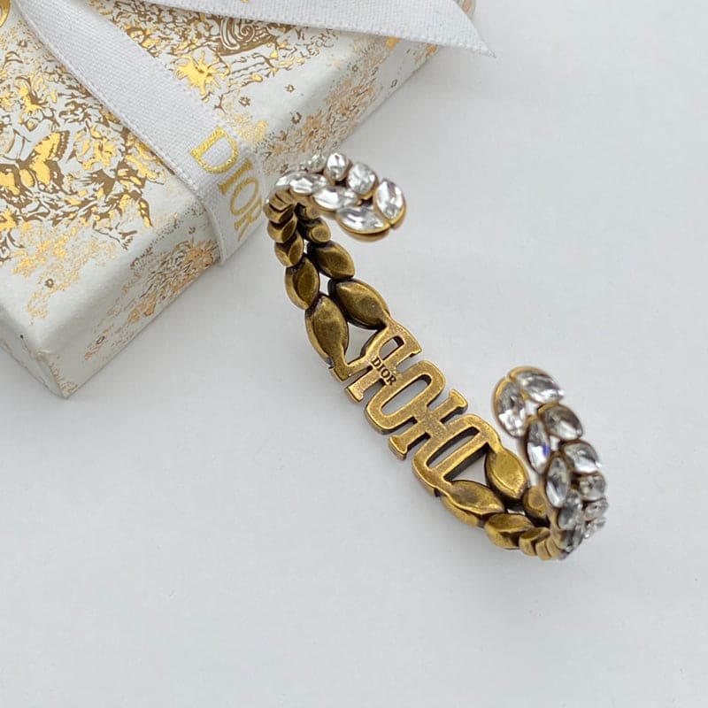 18K Dior Vintage Crystal Cuff Bracelet