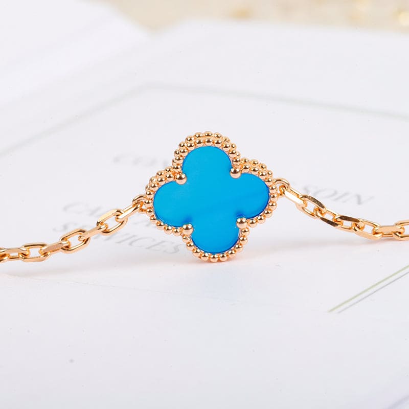 18K Van Cleef & Arpels Vintage Alhambra Five Motifs Agate Clover Bracelet
