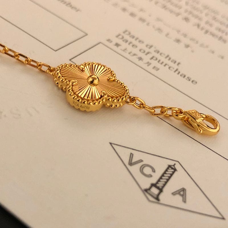 18K Van Cleef & Arpels Vintage Alhambra Five Motifs Diamonds Clover Bracelet