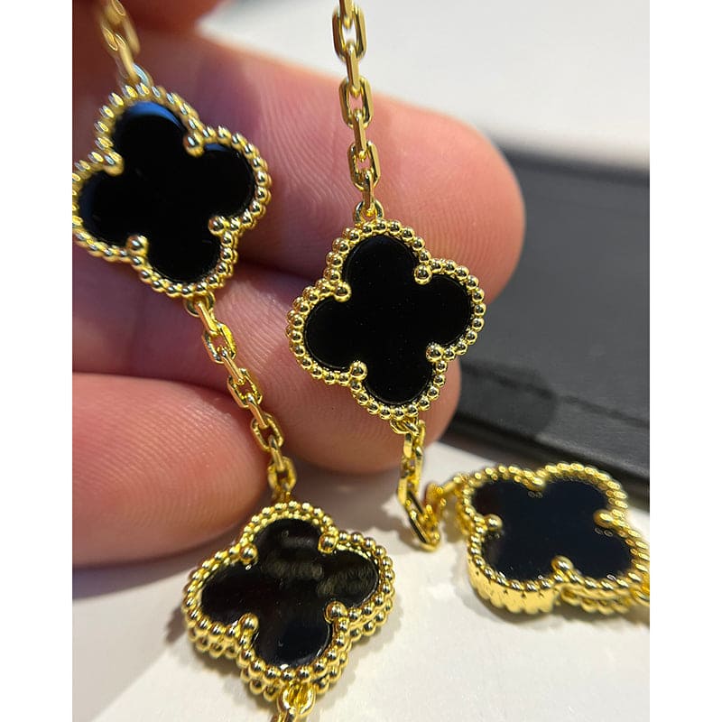 18K Van Cleef & Arpels Vintage Alhambra Five Motifs Black Clover Bracelet