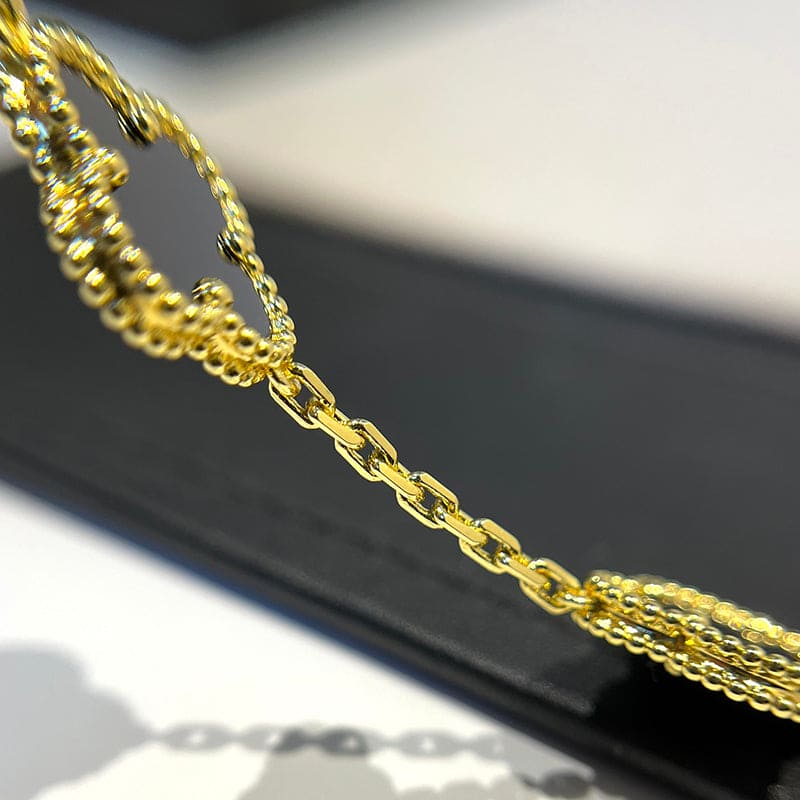 18K Van Cleef & Arpels Vintage Alhambra Five Motifs Black Clover Bracelet