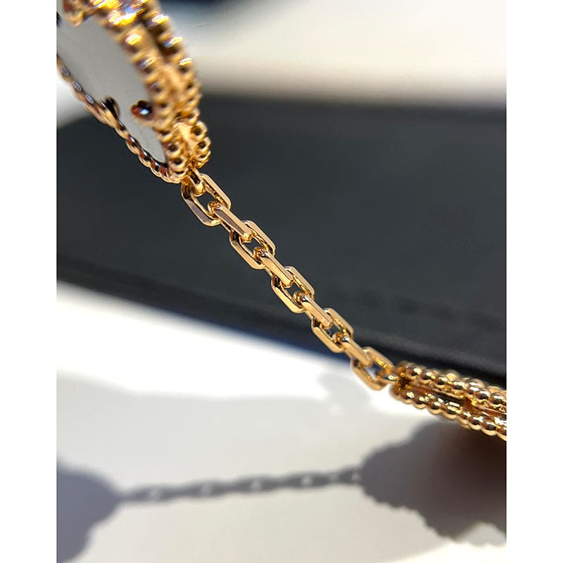 18K Van Cleef & Arpels Vintage Alhambra Five Motifs Clover Onyx Bracelet