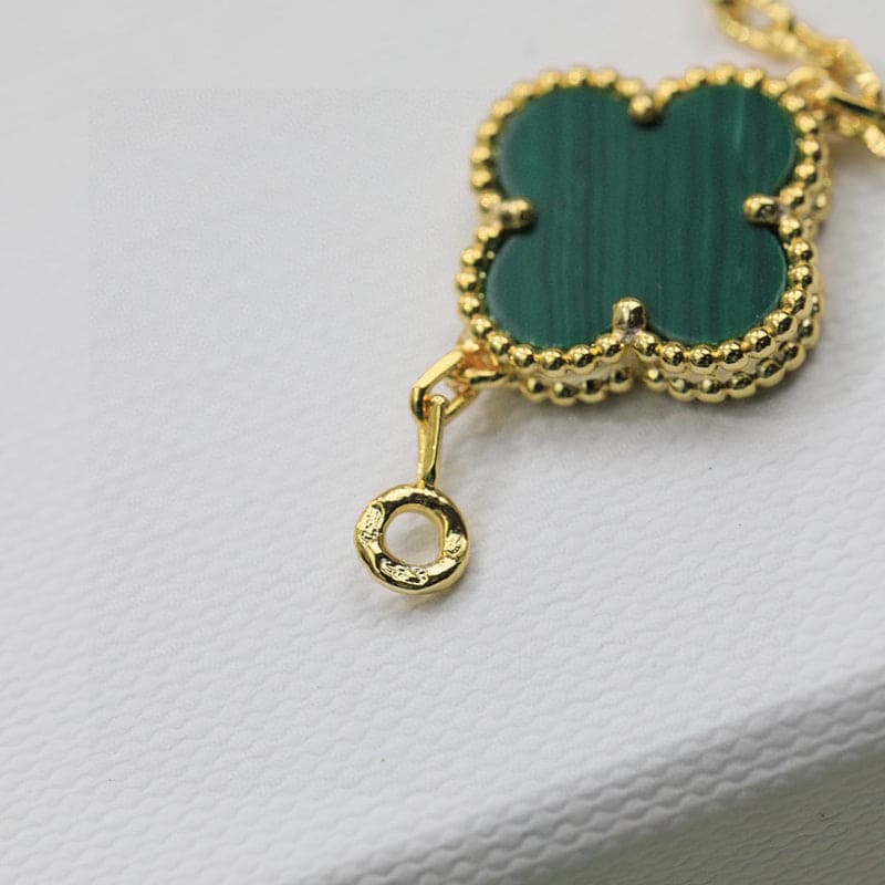 18K Van Cleef & Arpels Vintage Alhambra Five Motifs Malachite Diamonds Clover Bracelet