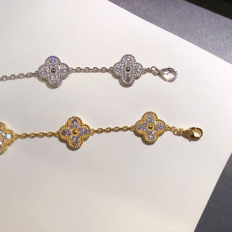 18K Van Cleef & Arpels Vintage Alhambra Diamonds Clover Bracelet