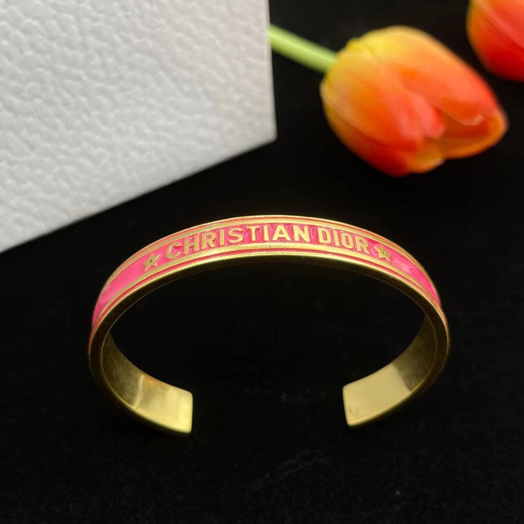 18K Dior Pink Code Bangle Bracelet