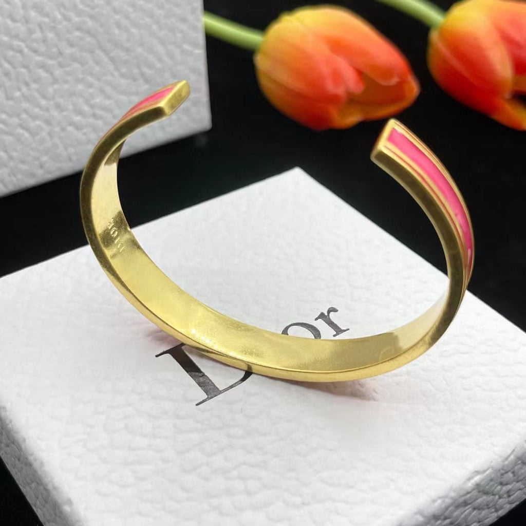 18K Dior Pink Code Bangle Bracelet