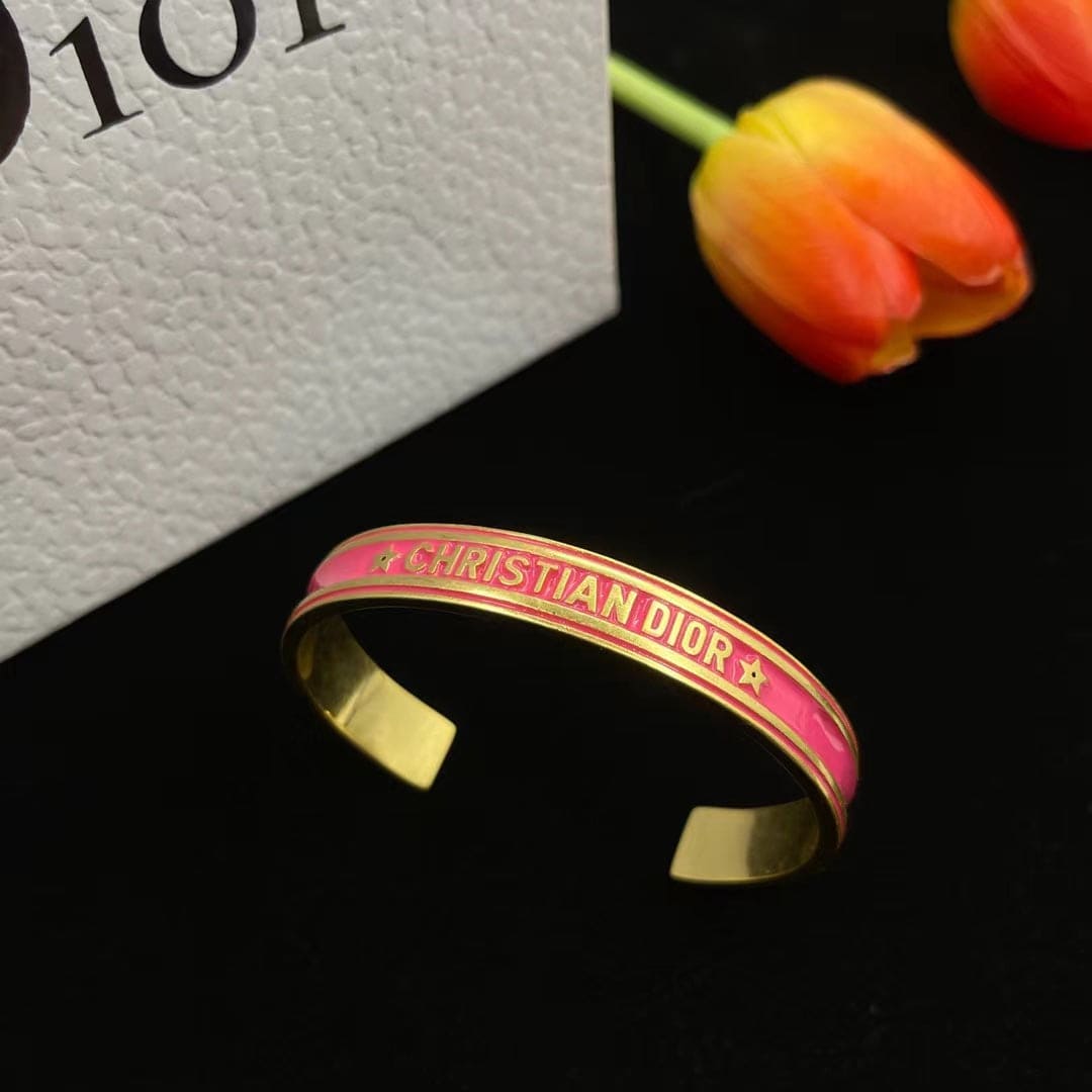 18K Dior Pink Code Bangle Bracelet