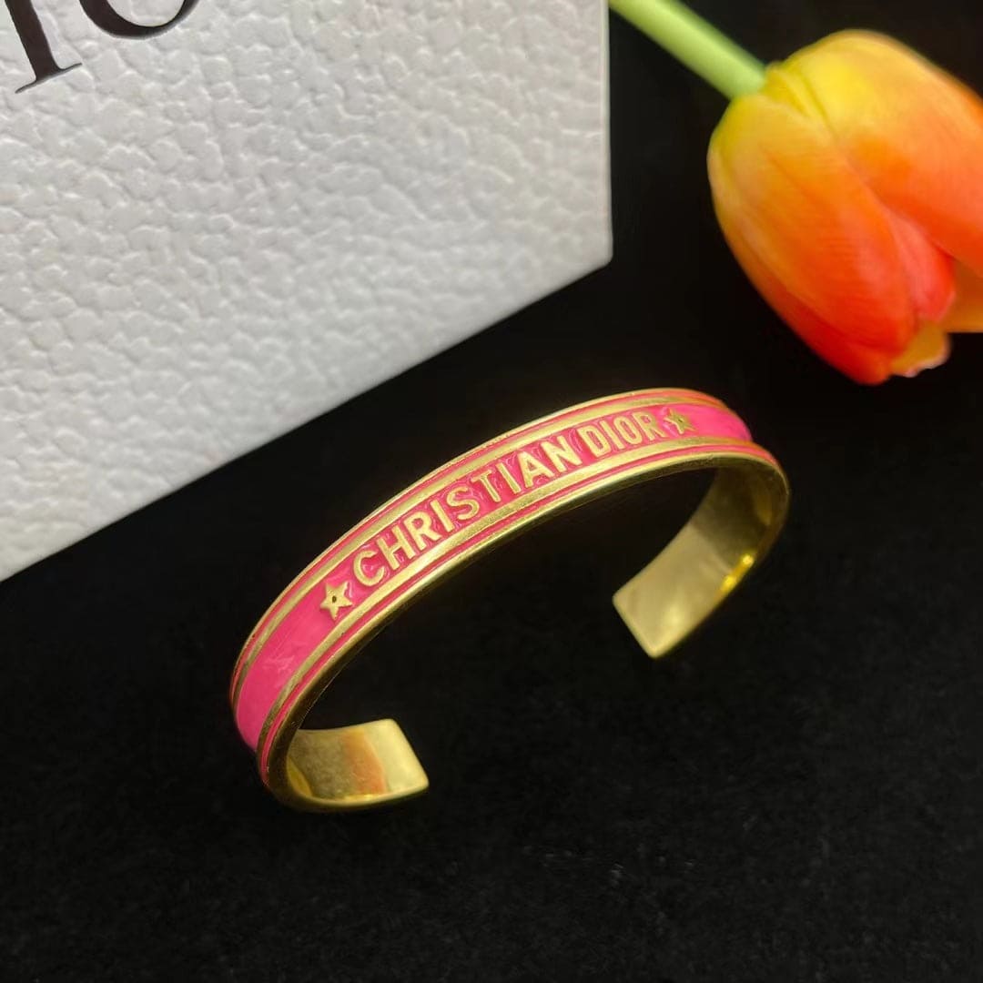 18K Dior Pink Code Bangle Bracelet