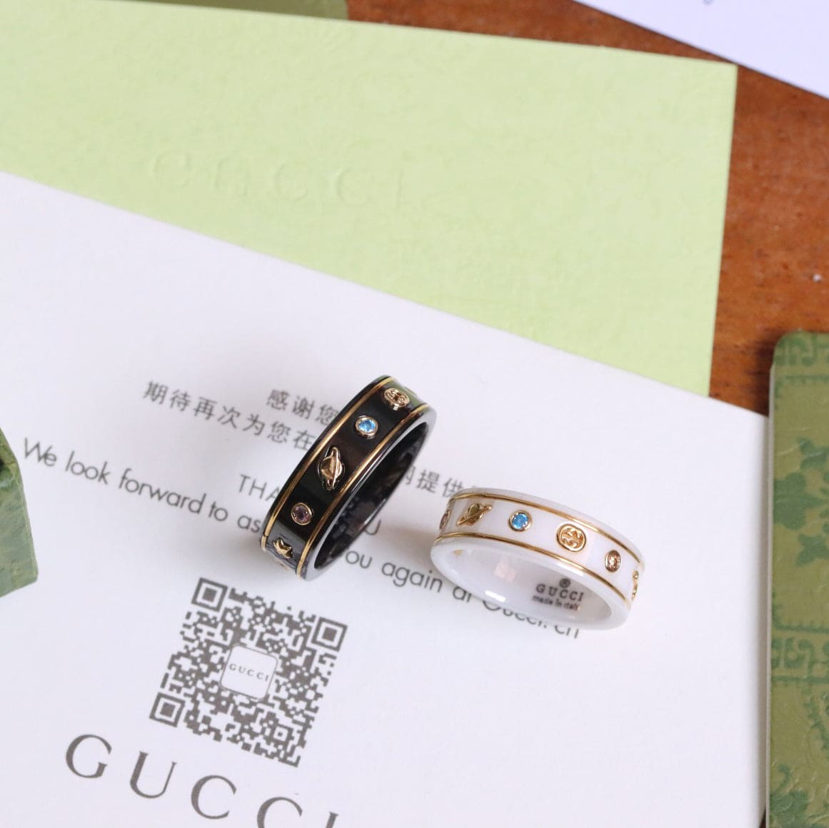 18K Gucci Icon With Gemstones White Zirconia Ring