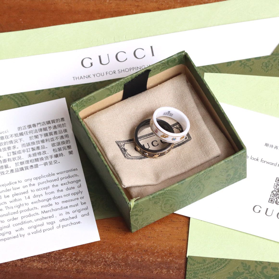 18K Gucci Icon With Gemstones White Zirconia Ring