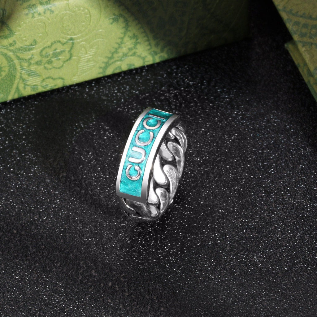 Gucci Logo Plaque Chain Ring