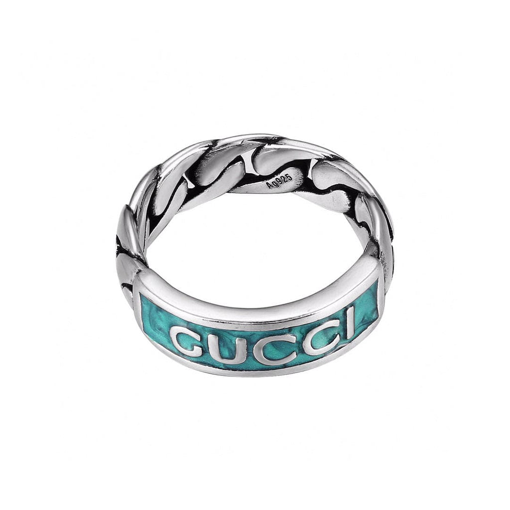 Gucci Logo Plaque Chain Ring
