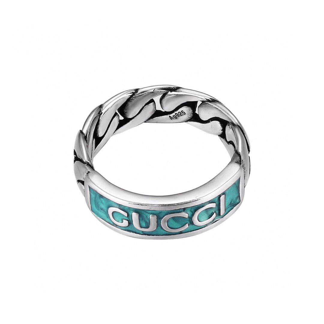 Gucci Logo Plaque Chain Ring