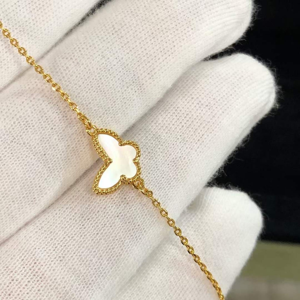 18K Van Cleef & Arpels Lucky Alhambra Butterfly Pendant Bracelet
