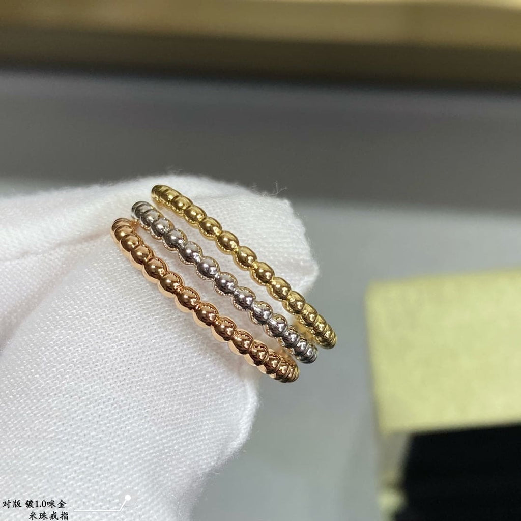 18K Van Cleef & Arpels Rose Gold Perlee Pearls Of Gold Ring