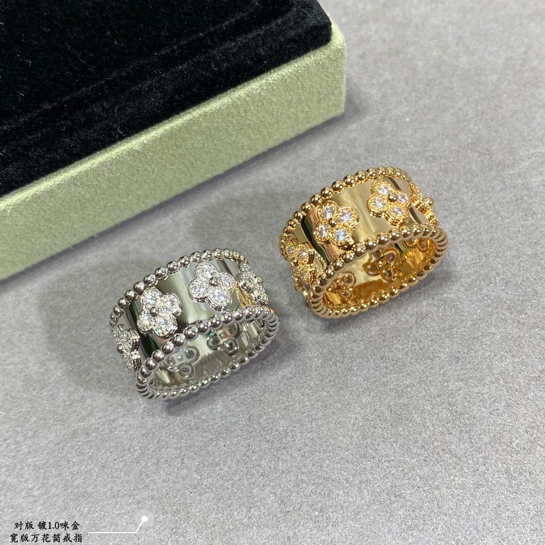 18K Van Cleef & Arpels Yellow Gold Perlee Clovers Ring