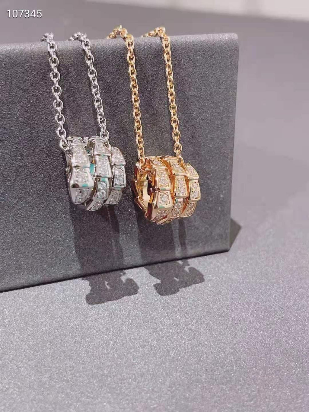 18K BVLGARI BV Serpenti Viper Pave Diamonds Necklace