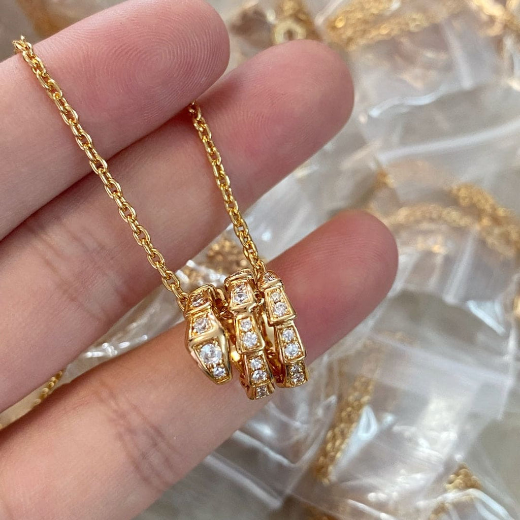 18K BVLGARI BV Serpenti Viper Pave Diamonds Necklace