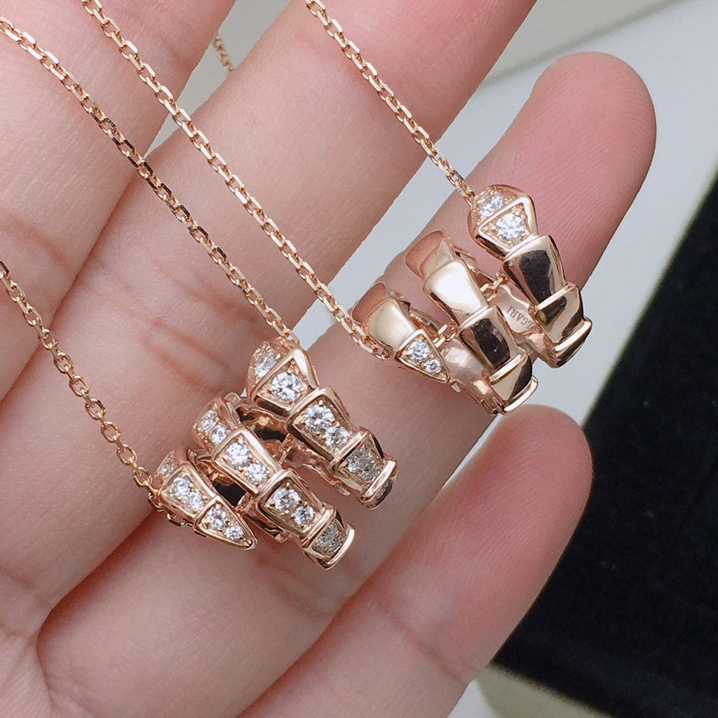 18K BVLGARI BV Serpenti Viper Pave Diamonds Necklace