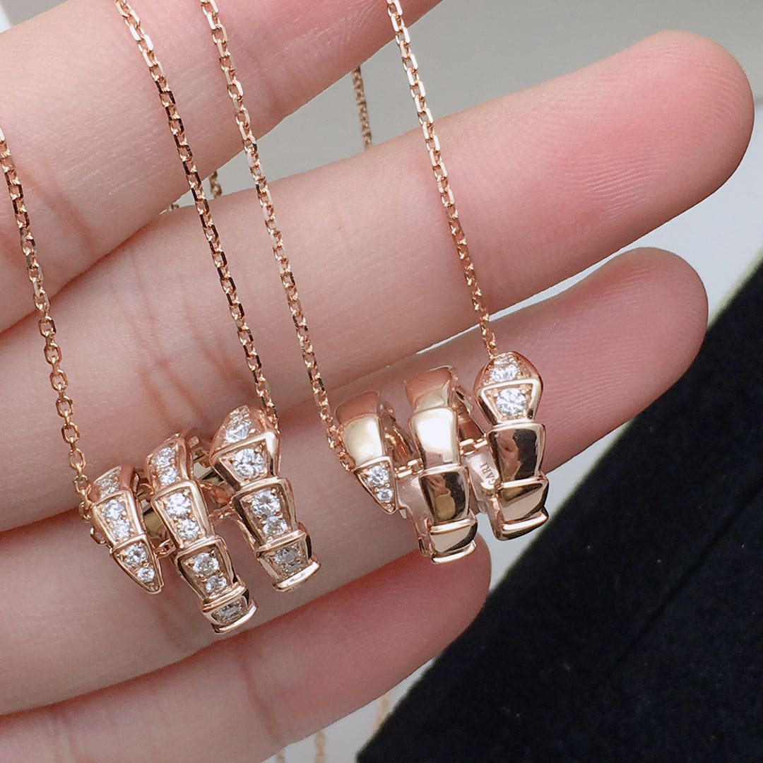 18K BVLGARI BV Serpenti Viper Pave Diamonds Necklace