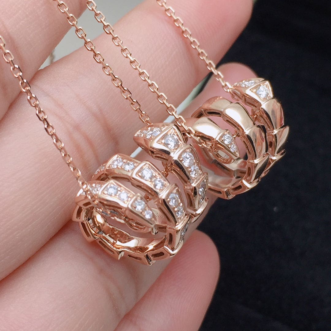 18K BVLGARI BV Serpenti Viper Pave Diamonds Necklace