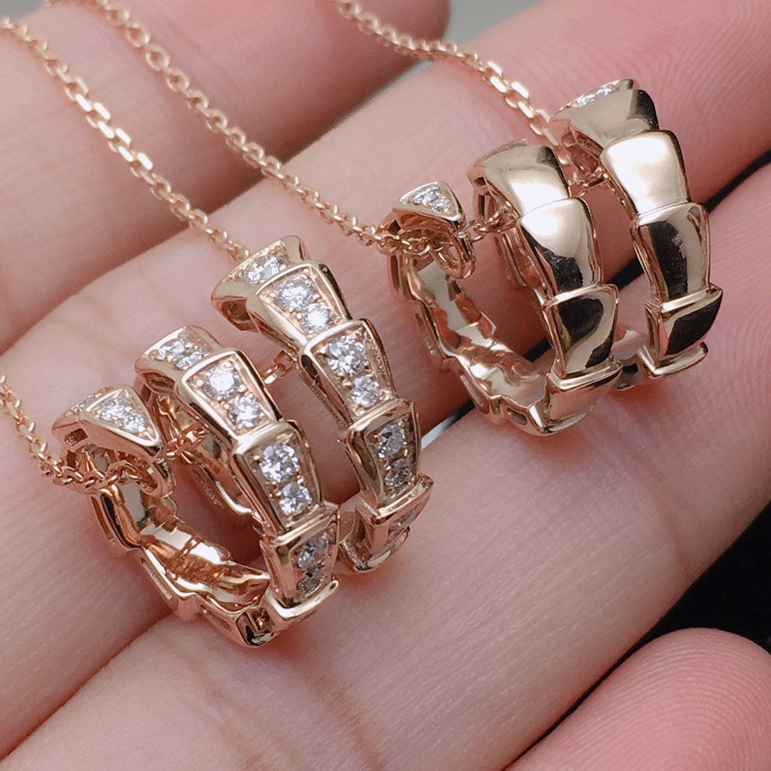18K BVLGARI BV Serpenti Viper Pave Diamonds Necklace