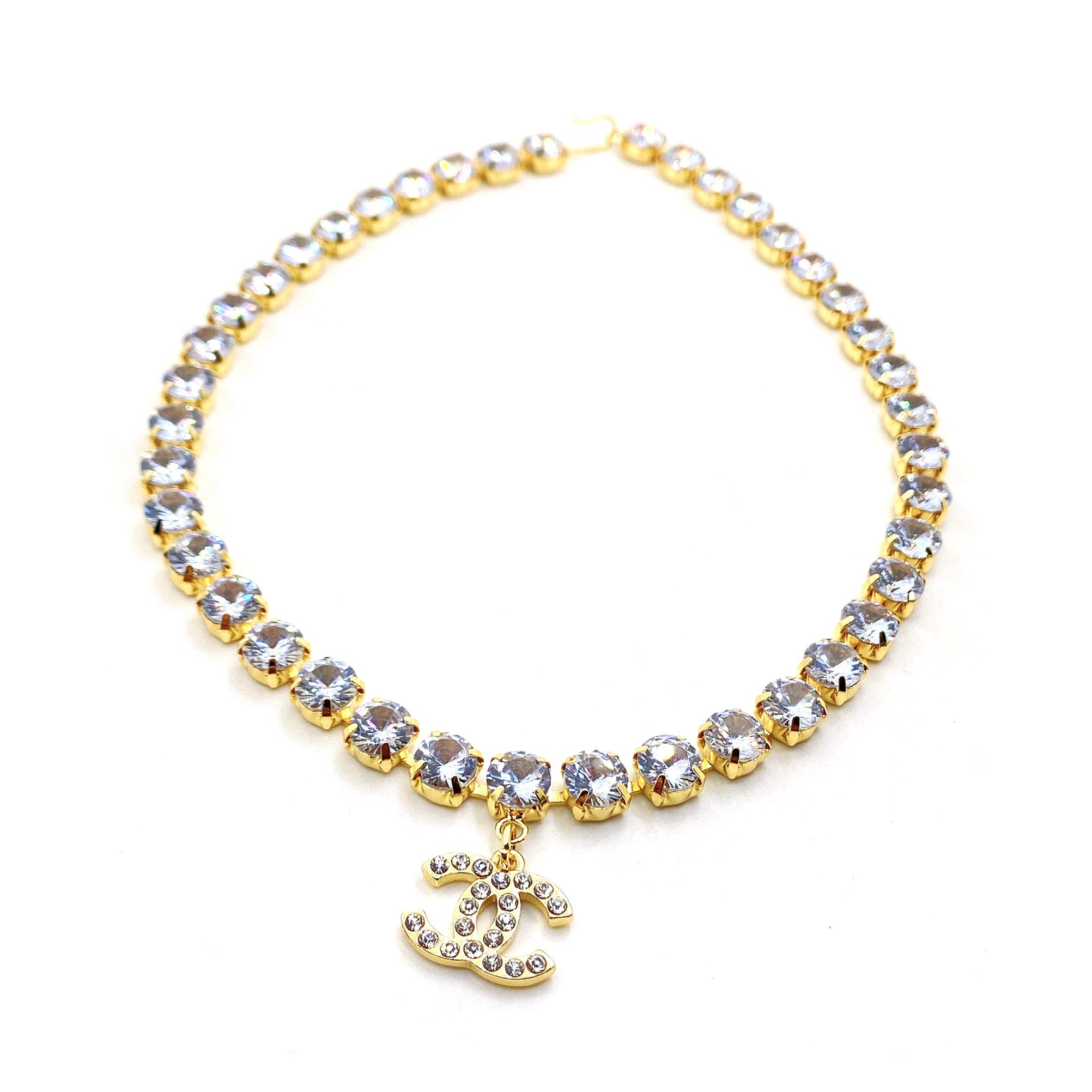 18K Chanel Crystals Chain Necklace