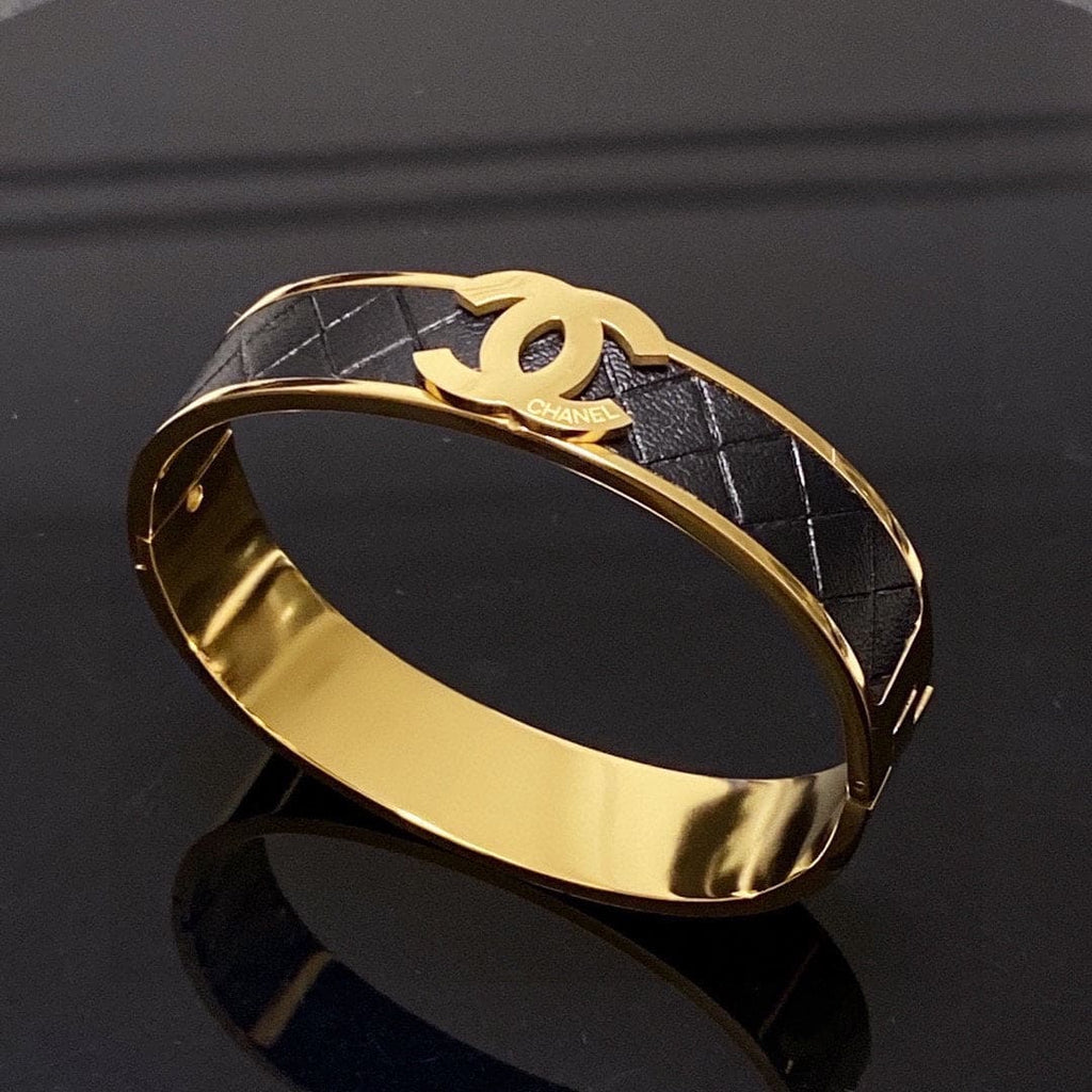 18K Chanel Cuff & Leather Bracelet