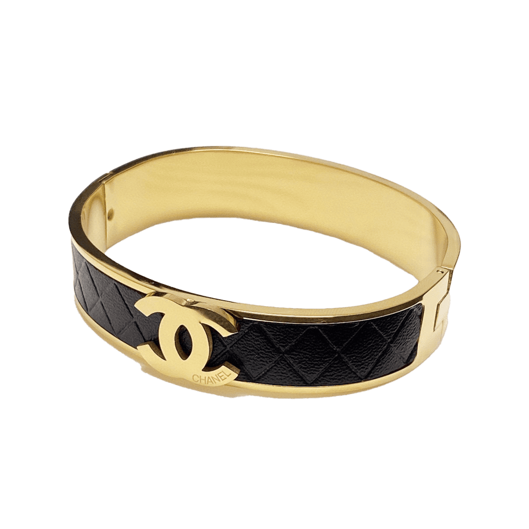18K Chanel Cuff & Leather Bracelet