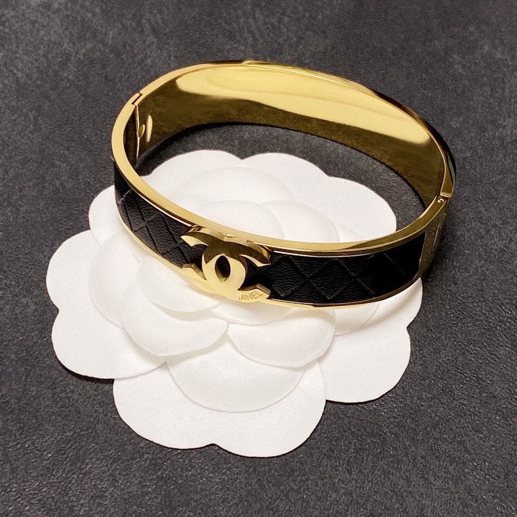 18K Chanel Cuff & Leather Bracelet