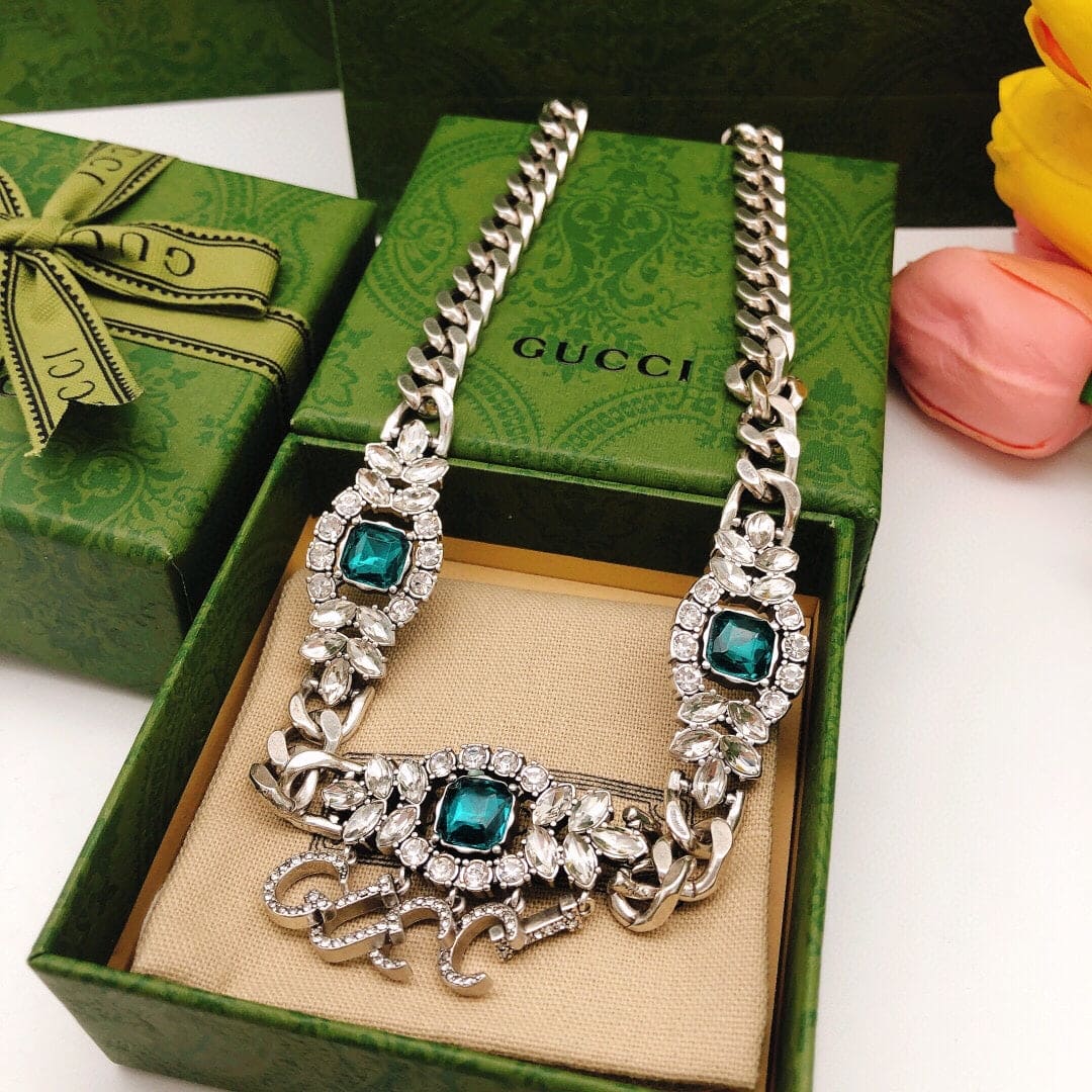 18K Gucci Script Diamonds Necklace
