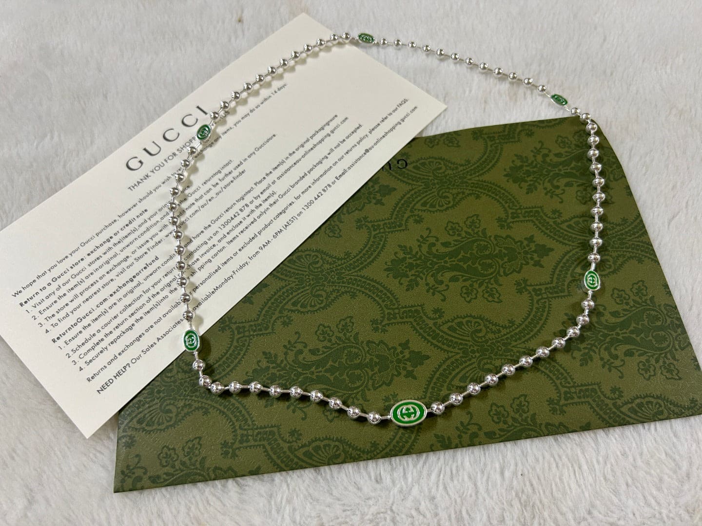 Gucci Interlocking G Green Necklace