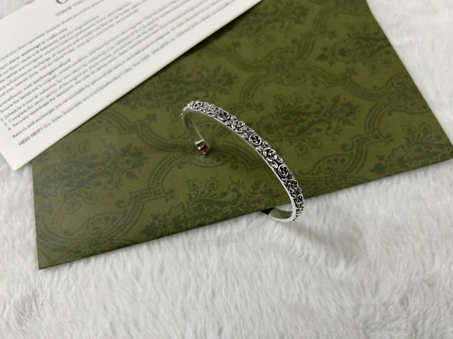 Gucci Interlocking G Cuff With Flowers Bracelet