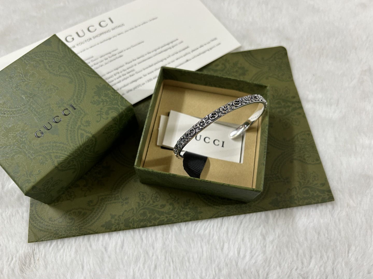 Gucci Interlocking G Cuff With Flowers Bracelet