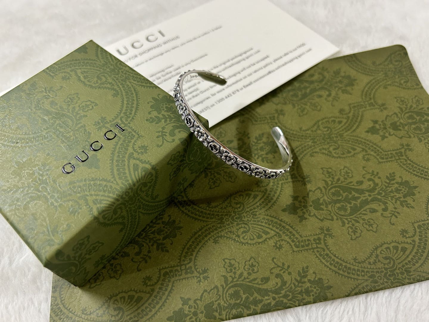 Gucci Interlocking G Cuff With Flowers Bracelet
