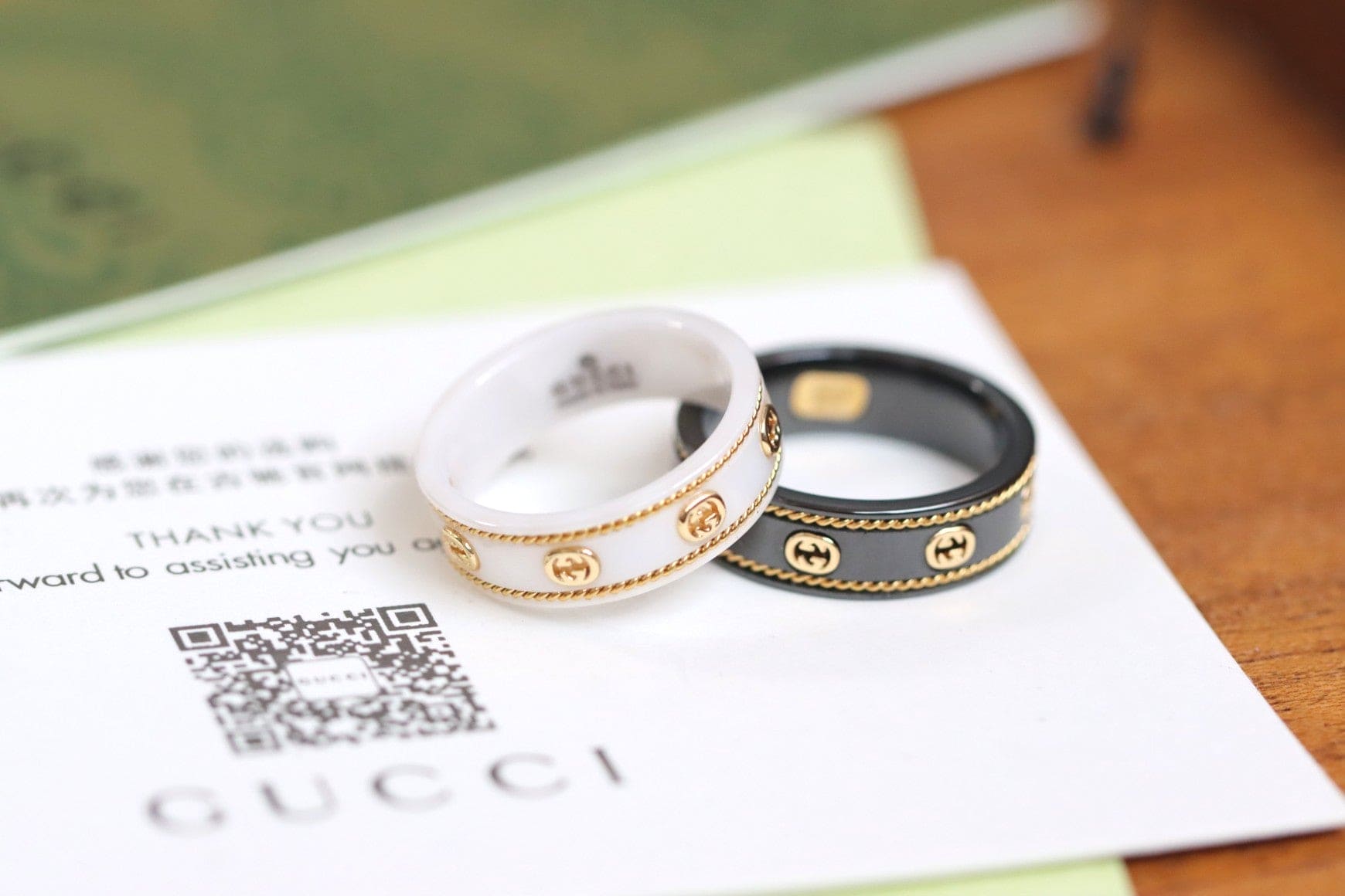 18K Gucci Interlocking G Icon Black Corundum Ring