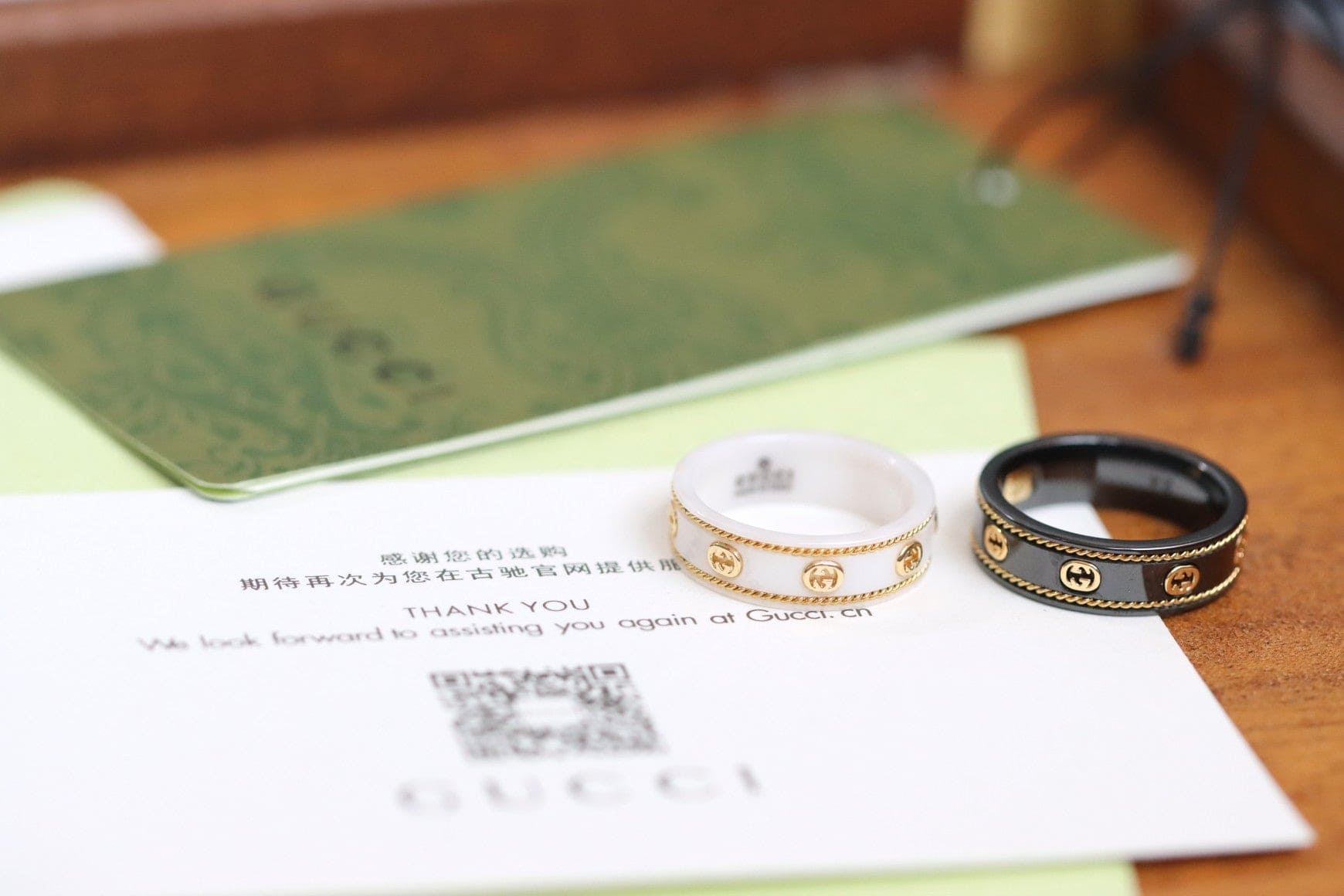 18K Gucci Interlocking G Icon Black Corundum Ring