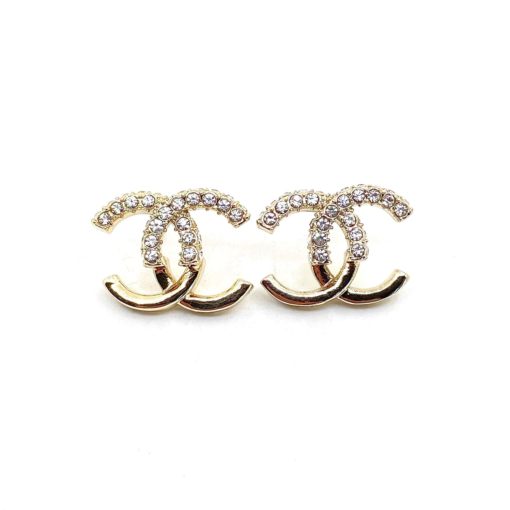 18K Chanel Half Diamond Earrings