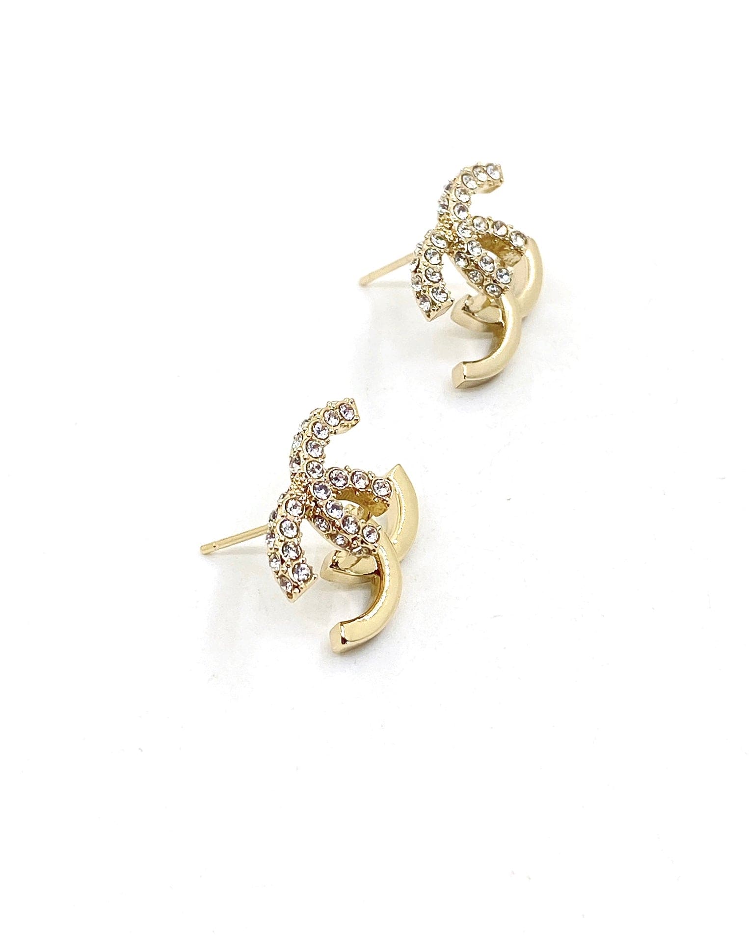 18K Chanel Half Diamond Earrings