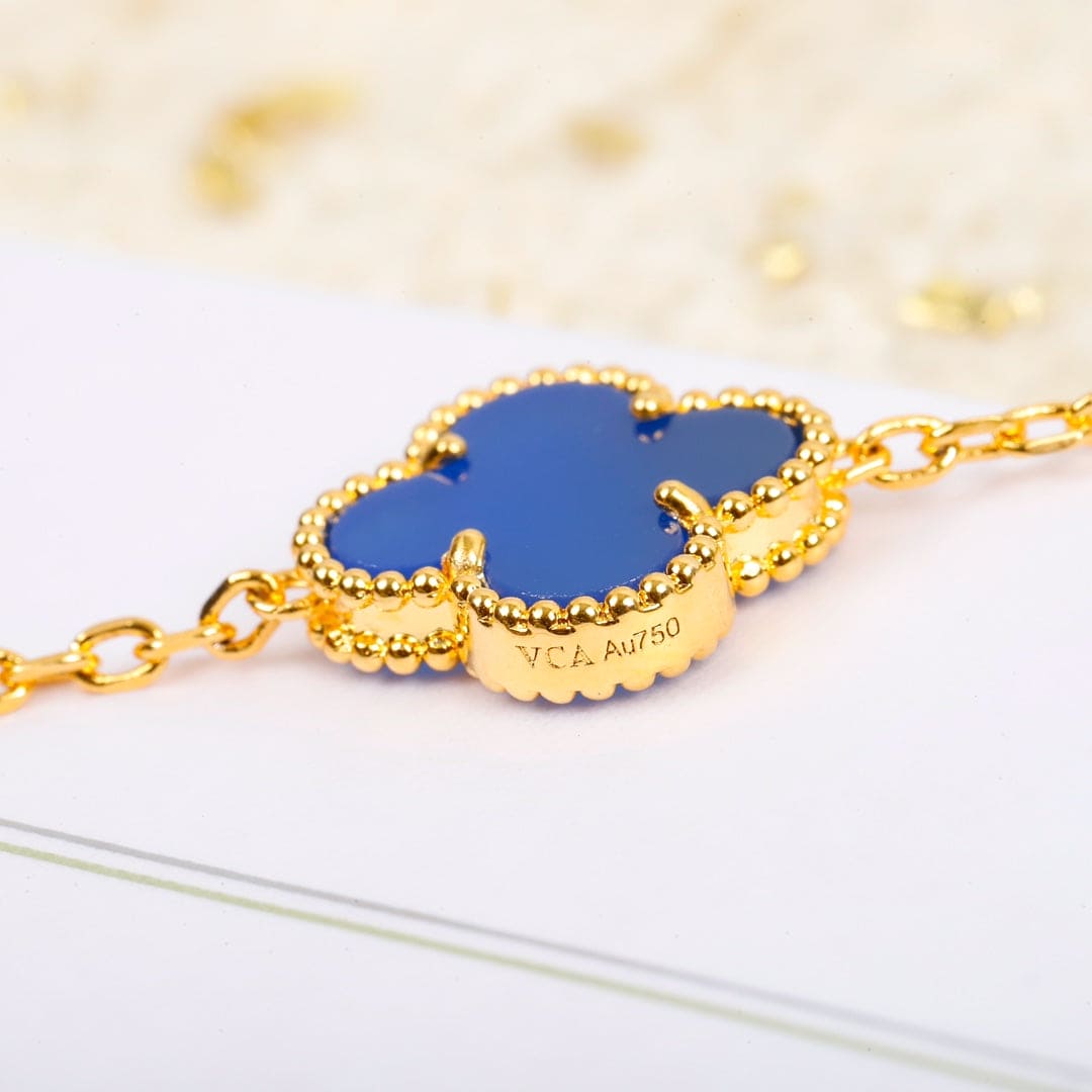 18K Van Cleef & Arpels Vintage Alhambra Agate 10 Motifs Necklace