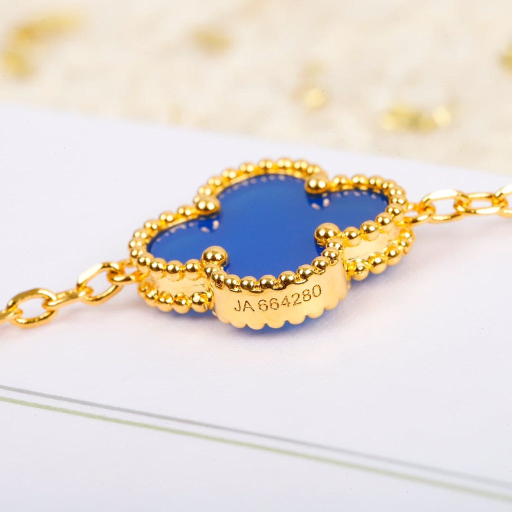 18K Van Cleef & Arpels Vintage Alhambra Agate 10 Motifs Necklace