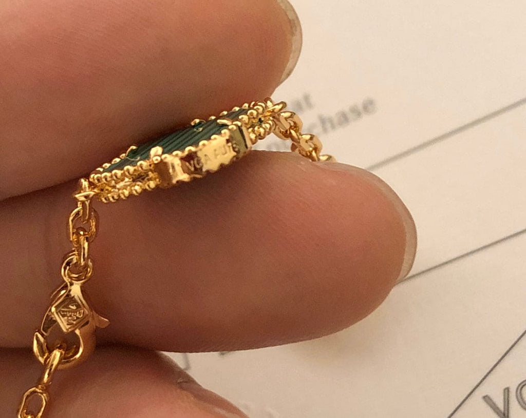 18K Van Cleef & Arpels Vintage Alhambra Malachite Diamonds 10 Motifs Necklace