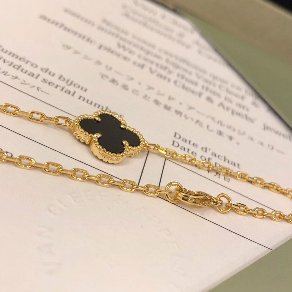 18K Van Cleef & Arpels Vintage Alhambra Black 10 Motifs Clover Necklace