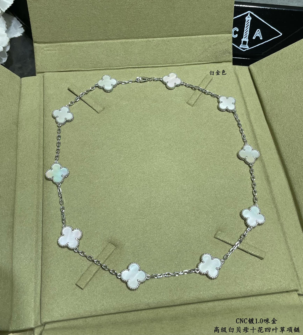 18K Van Cleef & Arpels Vintage Alhambra Pearl 10 Motifs Necklace