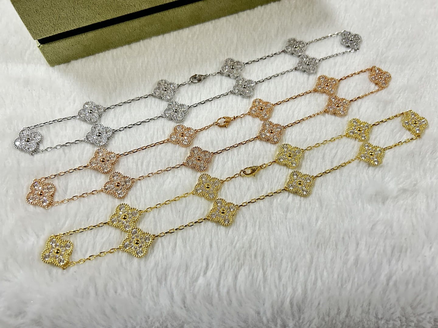 18K Van Cleef & Arpels Vintage Alhambra Diamonds 10 Motifs Necklace