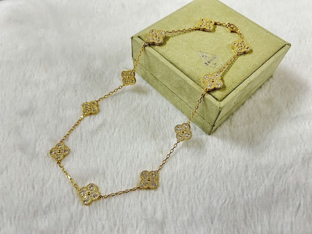 18K Van Cleef & Arpels Vintage Alhambra Diamonds 10 Motifs Necklace