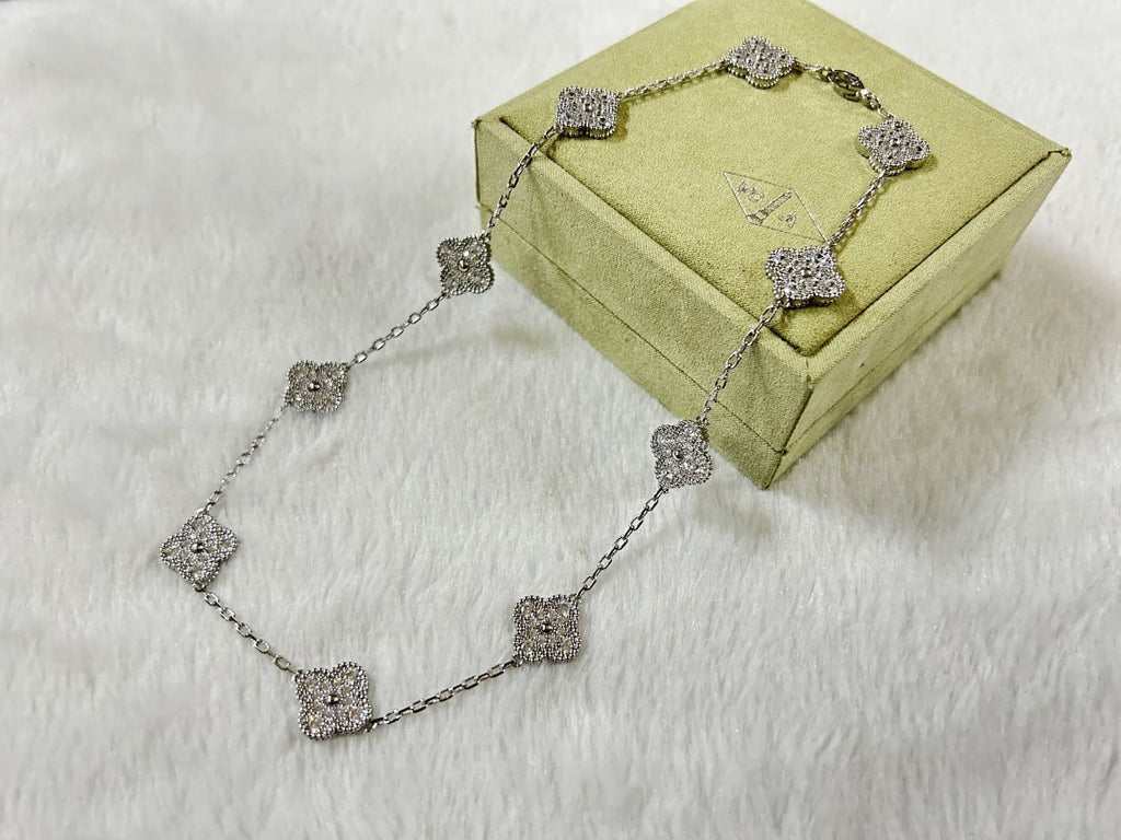 18K Van Cleef & Arpels Vintage Alhambra Diamonds 10 Motifs Necklace
